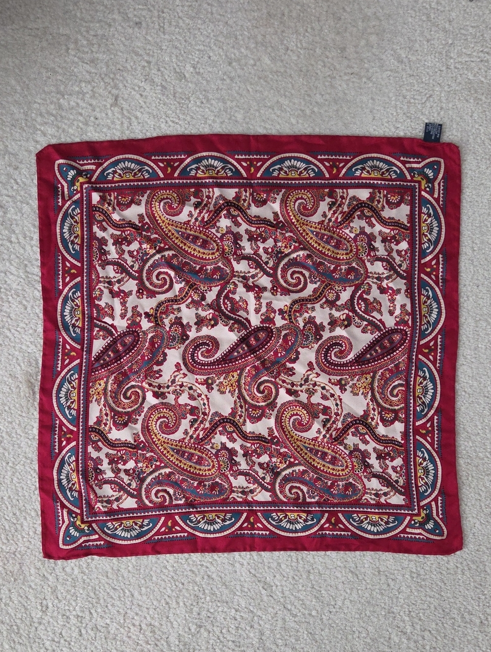Vintage Polo Ralph Lauren Classic Red & Cream Paisley Pocket Square